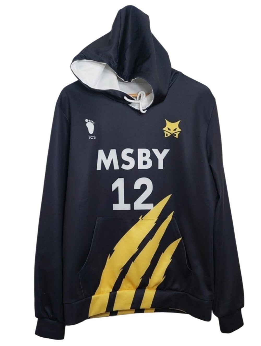 MSBY 12 Bokuto Men's Black Yellow Hoodie Sweatshirt Size XL